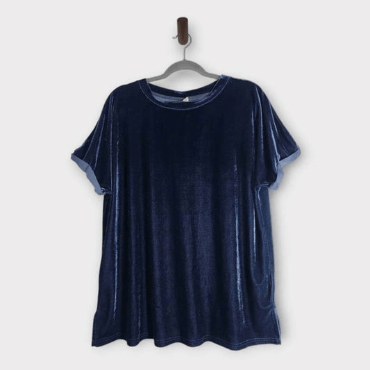 Wishlist Short Sleeve Navy Velvet Tee Size S/M Dark Blue Velvet T-Shirt