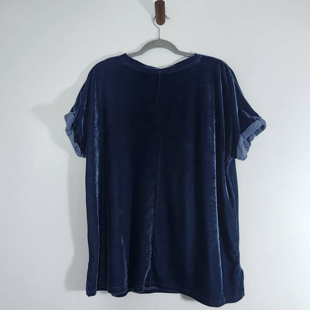 Wishlist Short Sleeve Navy Velvet Tee Size S/M Dark Blue Velvet T-Shirt