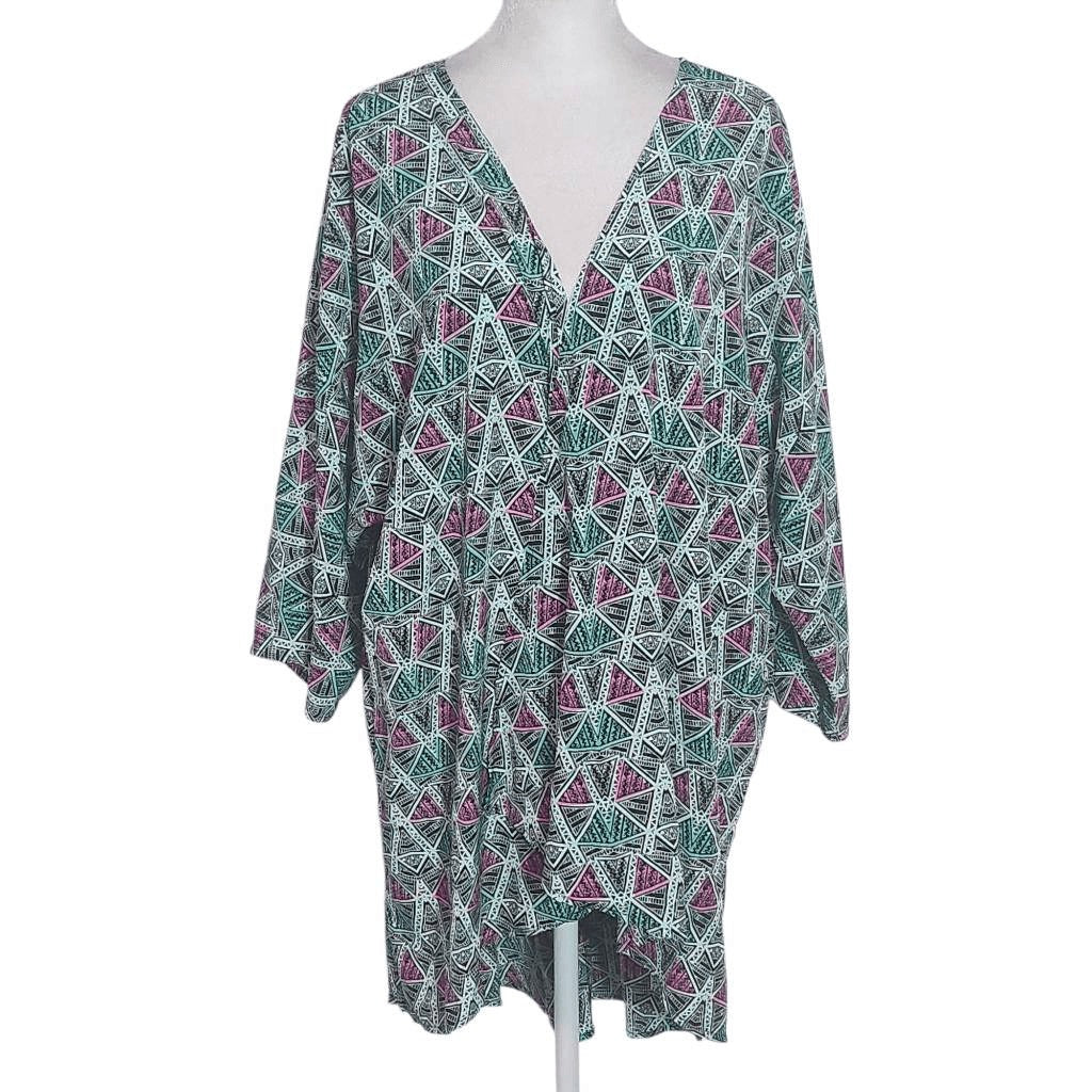 LuLaRoe Green and Pink Geometric Print Kimono Size Large LuLaRoe Colorful Kimono