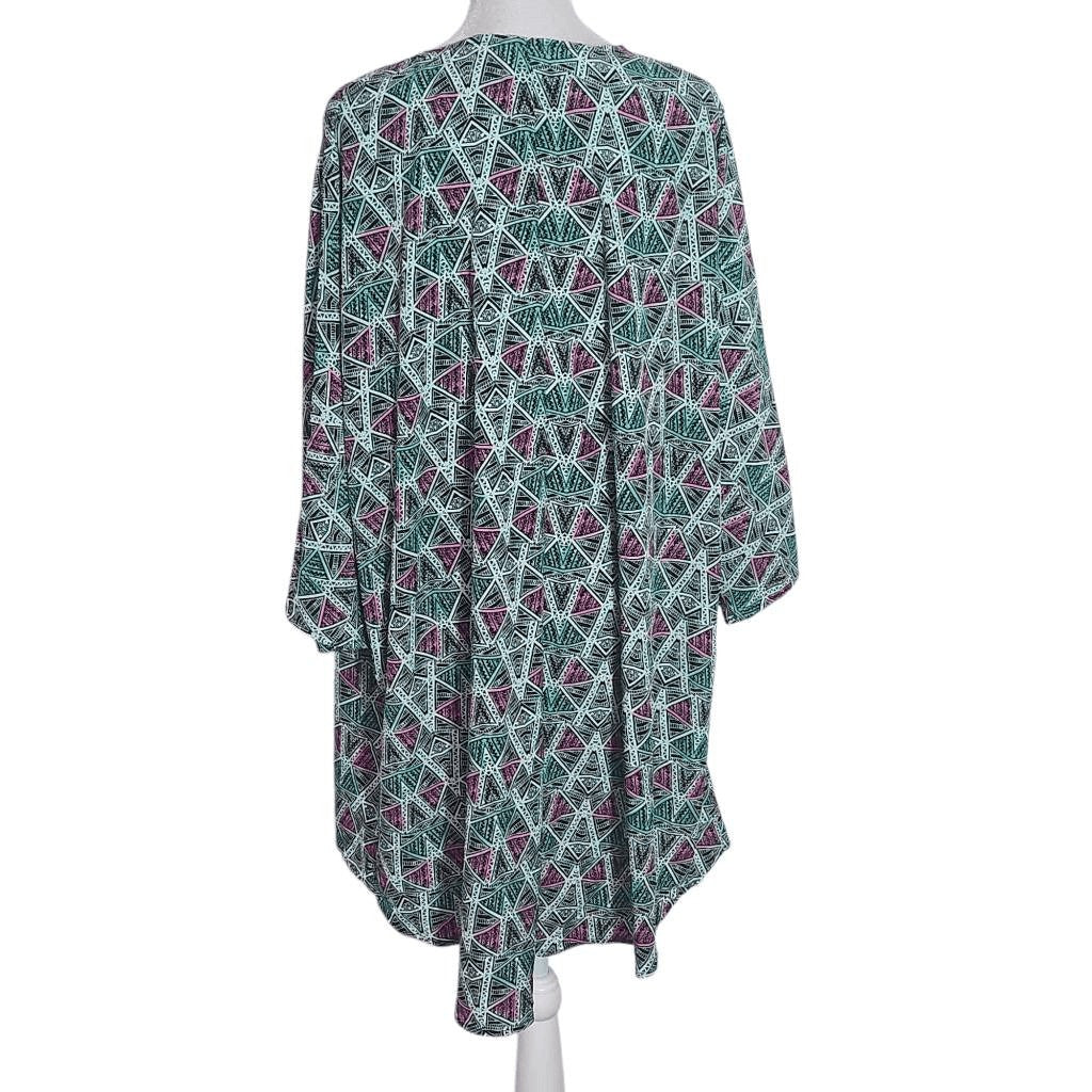 LuLaRoe Green and Pink Geometric Print Kimono Size Large LuLaRoe Colorful Kimono