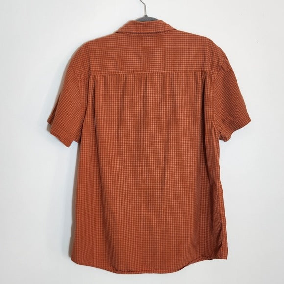 Nautica Orange Plaid Short Sleeve Button Down Shirt Size XL