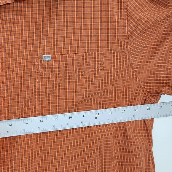 Nautica Orange Plaid Short Sleeve Button Down Shirt Size XL