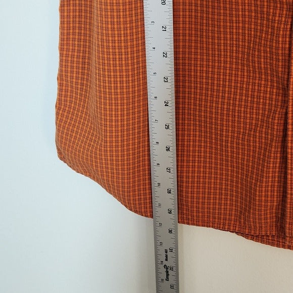 Nautica Orange Plaid Short Sleeve Button Down Shirt Size XL
