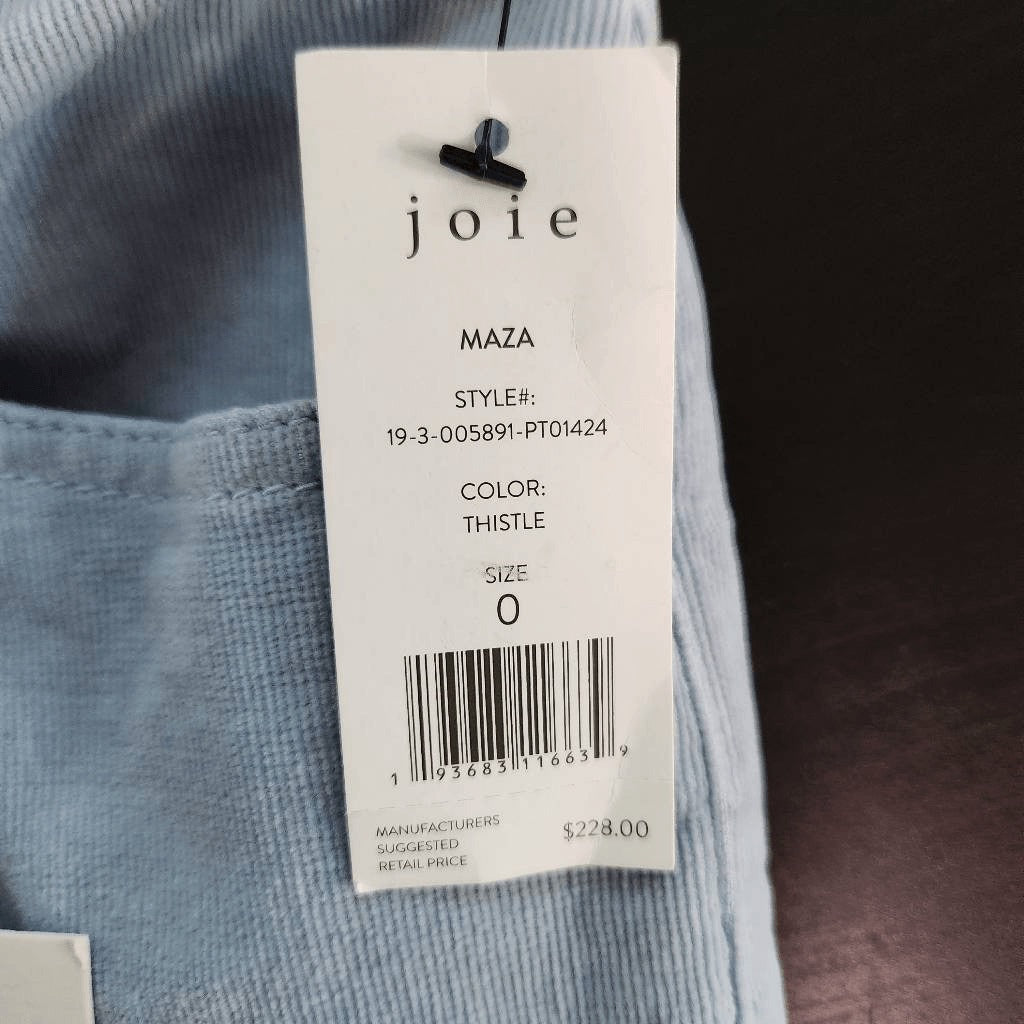 Joie Light Blue Corduroy Pants NWT Size 0 Joie Blue Corduroy Ankle Pants