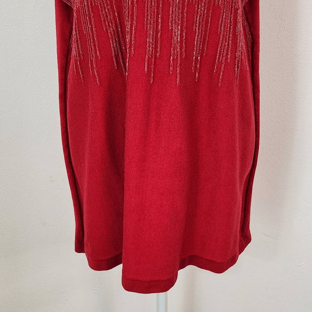 Ashley Stewart Red Sleeveless Top with Silver Accents Size 14-16 Red Sparkly Top