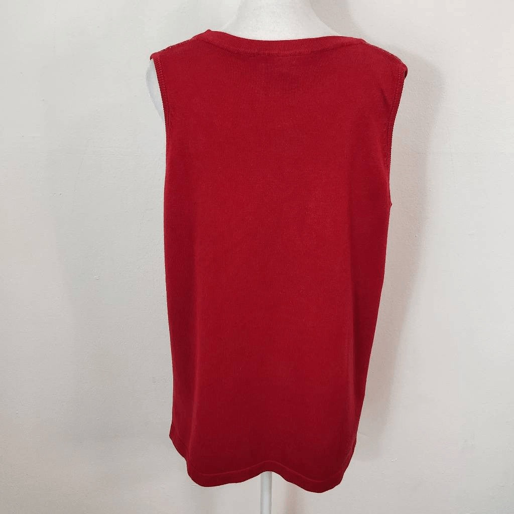 Ashley Stewart Red Sleeveless Top with Silver Accents Size 14-16 Red Sparkly Top