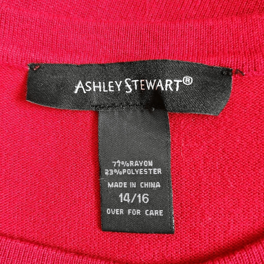 Ashley Stewart Red Sleeveless Top with Silver Accents Size 14-16 Red Sparkly Top
