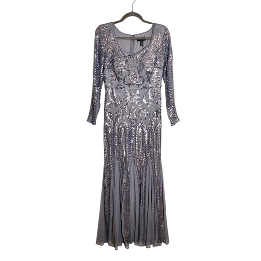 R&M Richards Gray and Silver Sequin Formal Dress Size 6 Mother of the Bride