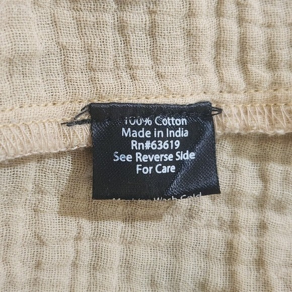 French Laundry Tan Cotton Gauze Sleeveless Button-Down Top with Tie Size Large