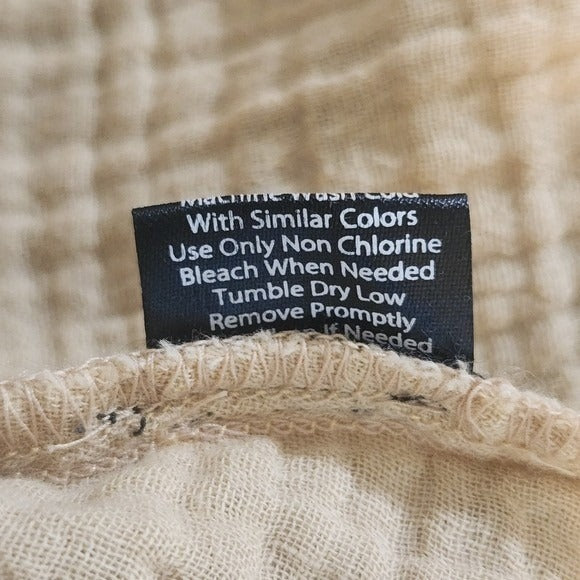 French Laundry Tan Cotton Gauze Sleeveless Button-Down Top with Tie Size Large