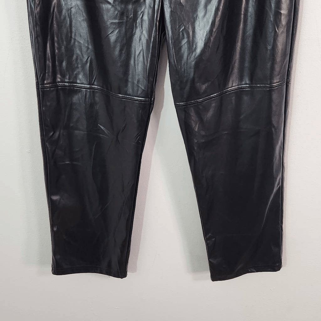 Halston Black Faux Leather Pants NWT Size Medium Black Leather Pants