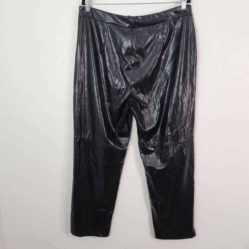 Halston Black Faux Leather Pants NWT Size Medium Black Leather Pants