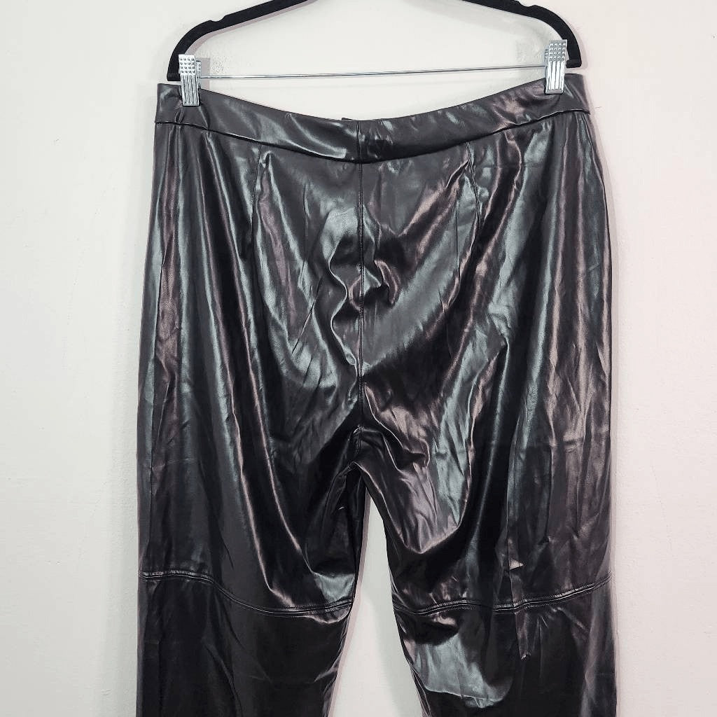 Halston Black Faux Leather Pants NWT Size Medium Black Leather Pants