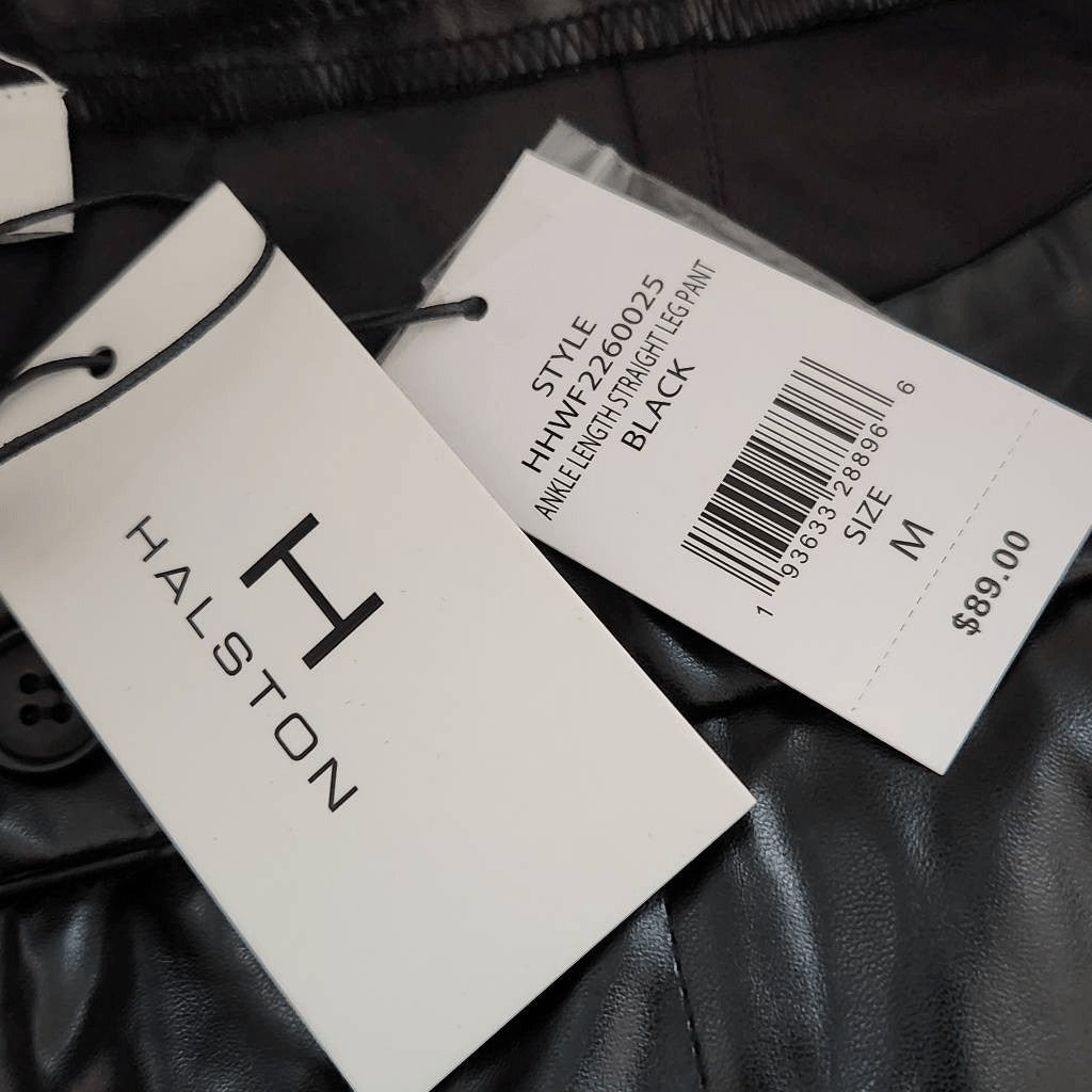 Halston Black Faux Leather Pants NWT Size Medium Black Leather Pants