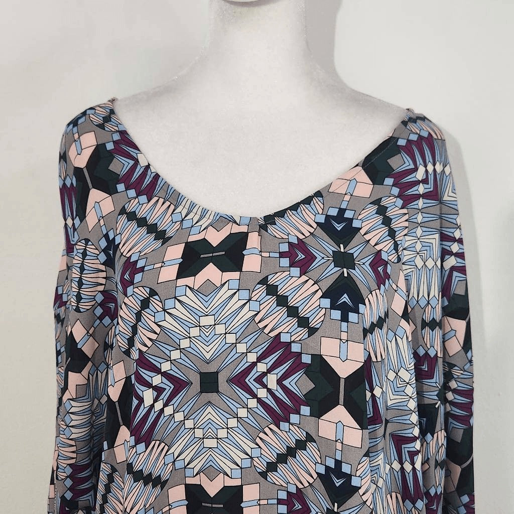 Ashley Stewart Retro Print Dolman Sleeve Poncho Style Blouse Size XL 14-16