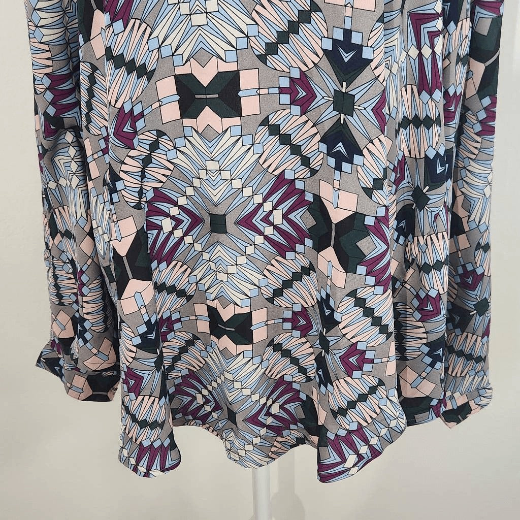 Ashley Stewart Retro Print Dolman Sleeve Poncho Style Blouse Size XL 14-16