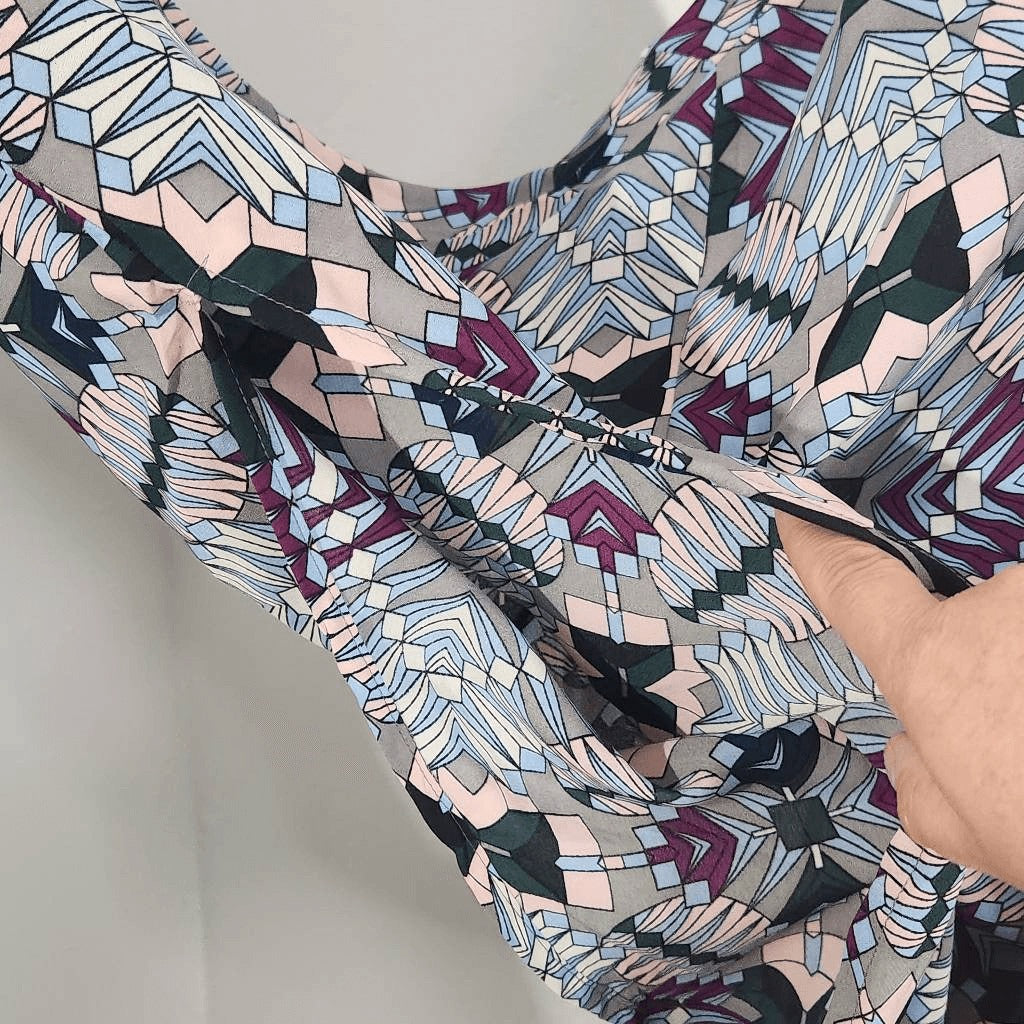 Ashley Stewart Retro Print Dolman Sleeve Poncho Style Blouse Size XL 14-16