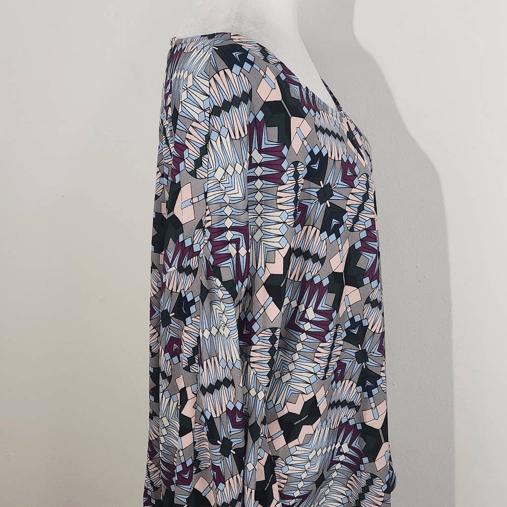 Ashley Stewart Retro Print Dolman Sleeve Poncho Style Blouse Size XL 14-16