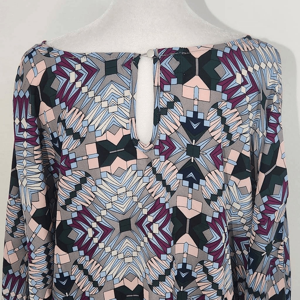 Ashley Stewart Retro Print Dolman Sleeve Poncho Style Blouse Size XL 14-16