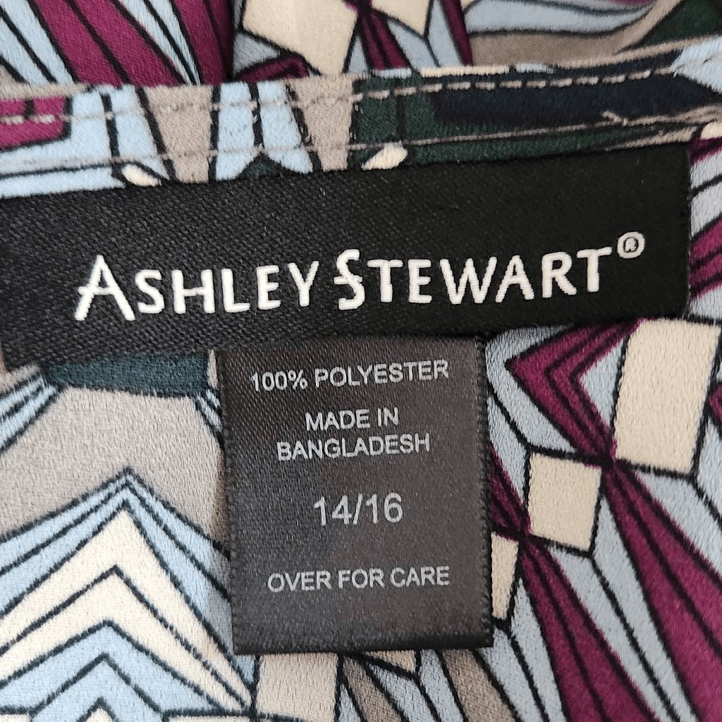 Ashley Stewart Retro Print Dolman Sleeve Poncho Style Blouse Size XL 14-16