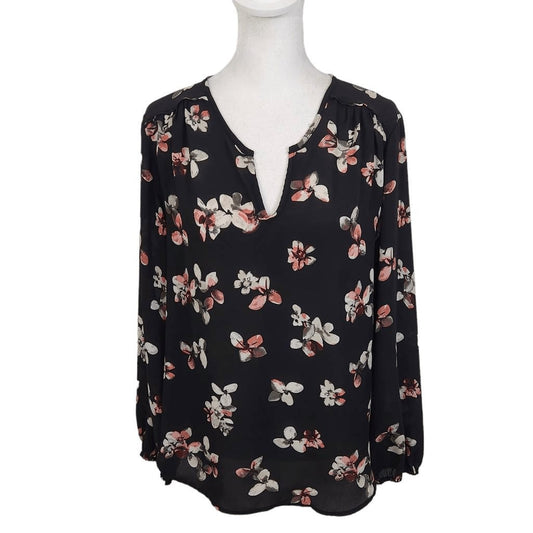 Violet + Claire Black Floral Blouse Size Medium Black Floral Cottagecore Top