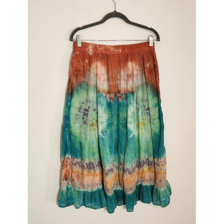 Studio West Multicolor Tie-Dye Boho Midi Skirt Size Medium