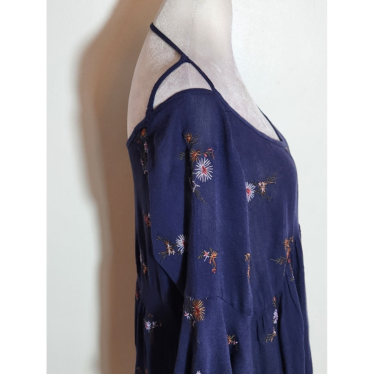 Nostalgia Navy Embroidered Oversized Boho Babydoll Tunic Size Medium
