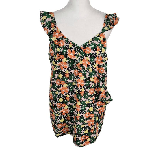 Du Jour Floral Blouse NWOT Size Medium Ruffle Floral Tank