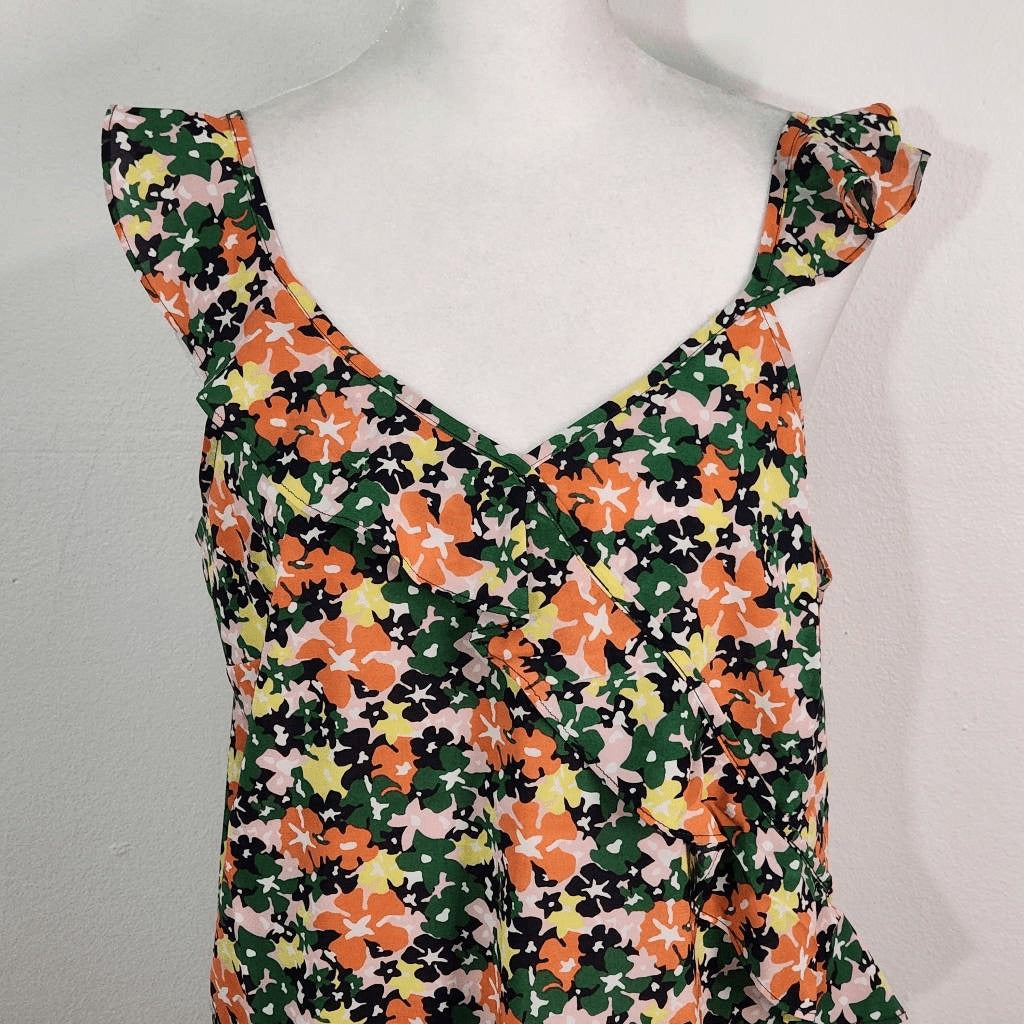 Du Jour Floral Blouse NWOT Size Medium Ruffle Floral Tank