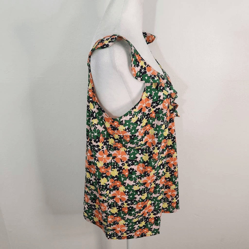 Du Jour Floral Blouse NWOT Size Medium Ruffle Floral Tank