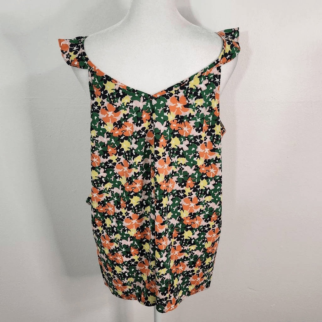 Du Jour Floral Blouse NWOT Size Medium Ruffle Floral Tank