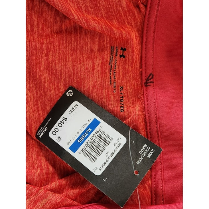 Under Armour Mens Orange Quarter Zip Pullover Size XL NWT Flaw