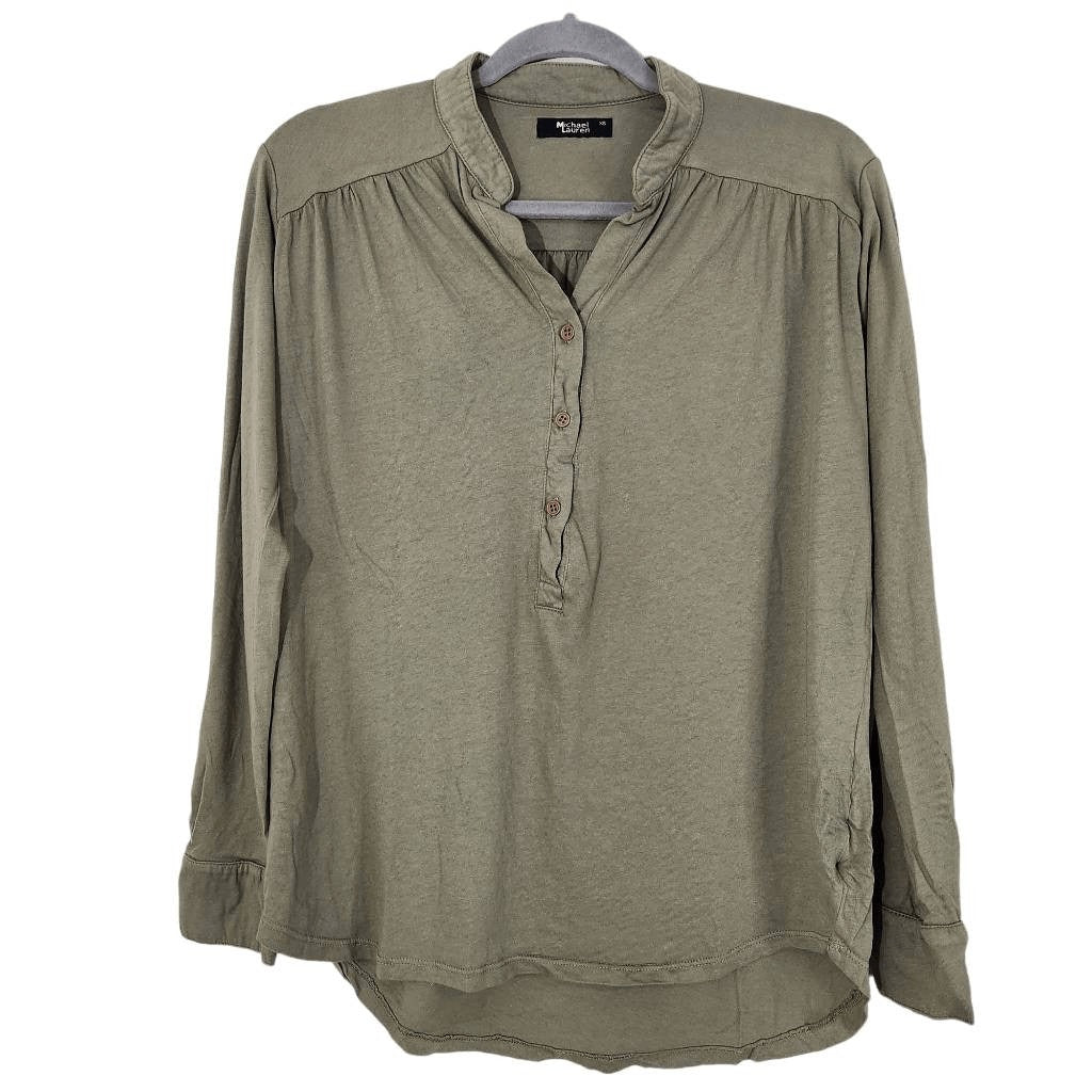 Michael Lauren Olive Green Henley NWT Size XS Green Knit Top