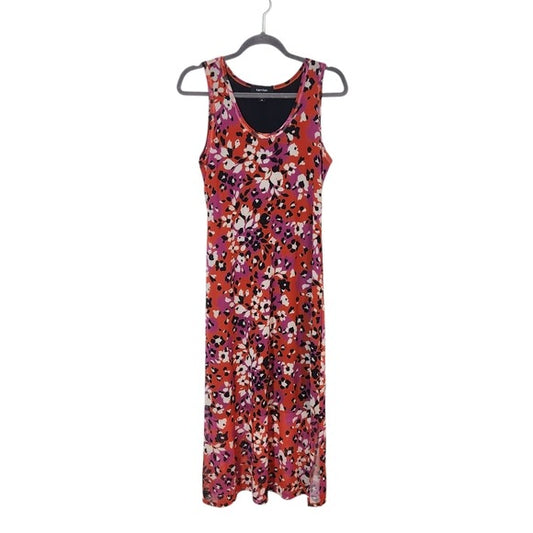 Karen Kane Red Floral Mesh Midi Dress Sleeveless Size Large