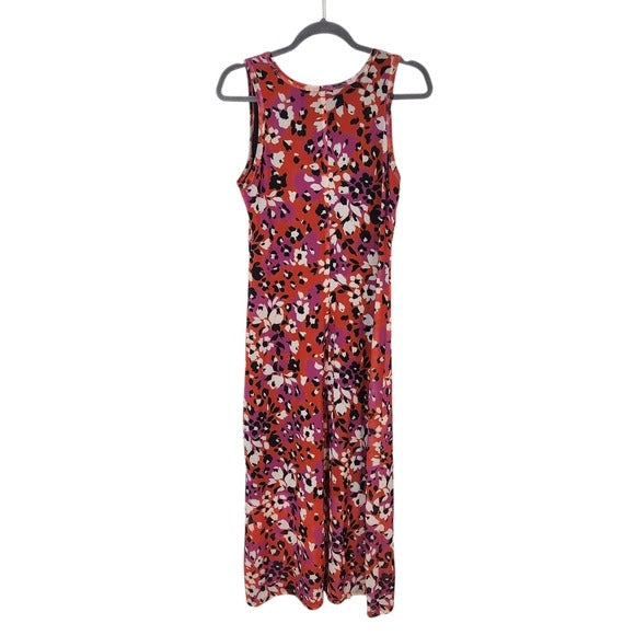 Karen Kane Red Floral Mesh Midi Dress Sleeveless Size Large
