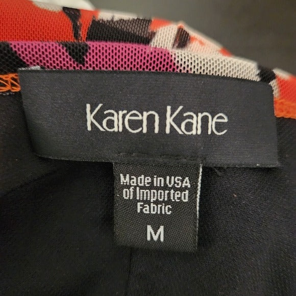 Karen Kane Red Floral Mesh Midi Dress Sleeveless Size Large