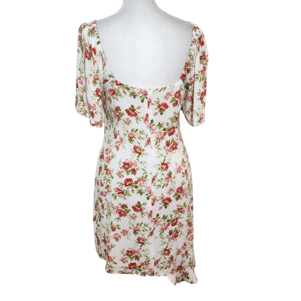 MINKPINK Green and Pink Floral Mini Dress Size Medium Wedding Guest Dress