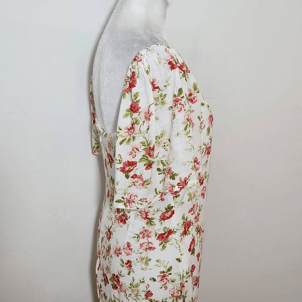 MINKPINK Green and Pink Floral Mini Dress Size Medium Wedding Guest Dress