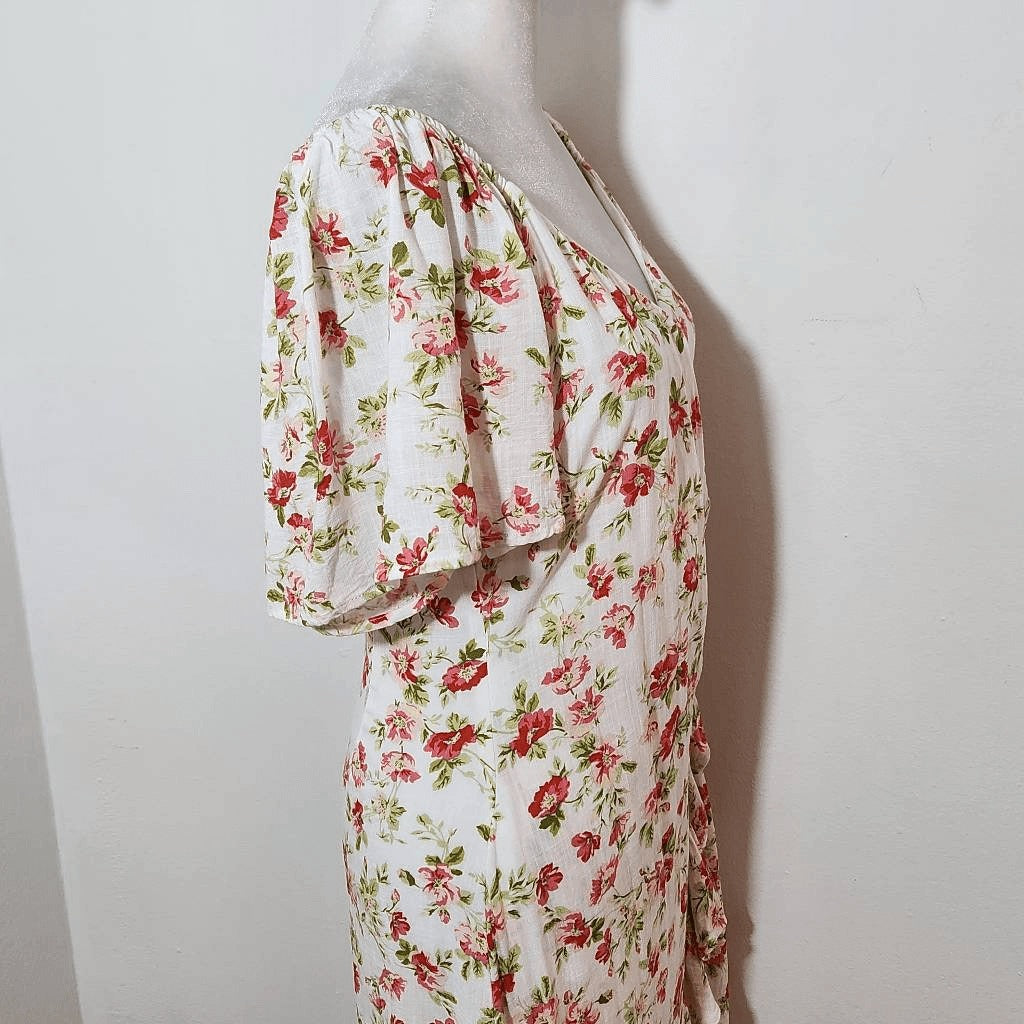 MINKPINK Green and Pink Floral Mini Dress Size Medium Wedding Guest Dress