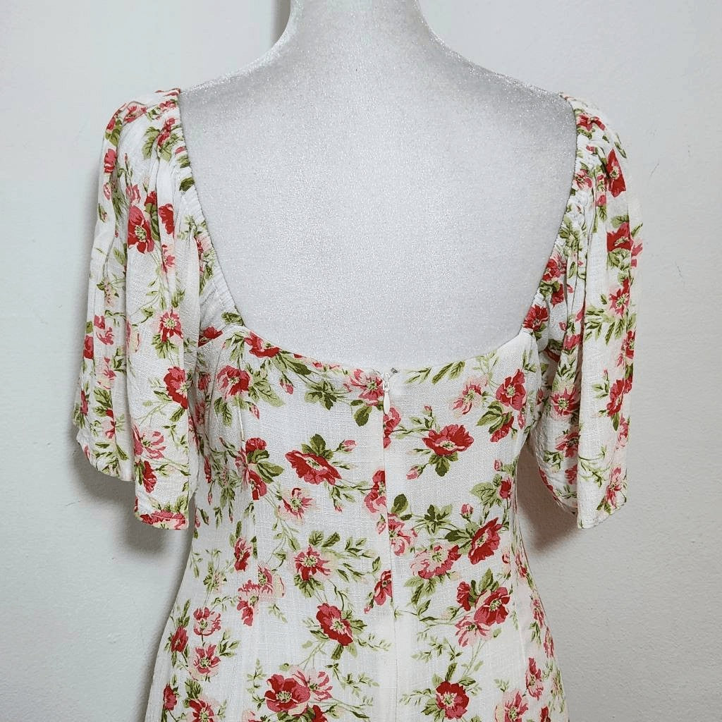 MINKPINK Green and Pink Floral Mini Dress Size Medium Wedding Guest Dress