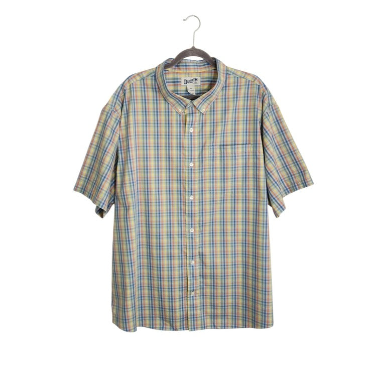 Duluth Light Blue Multi Color Plaid Button Down Shirt Size 3XL