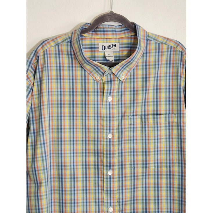 Duluth Light Blue Multi Color Plaid Button Down Shirt Size 3XL