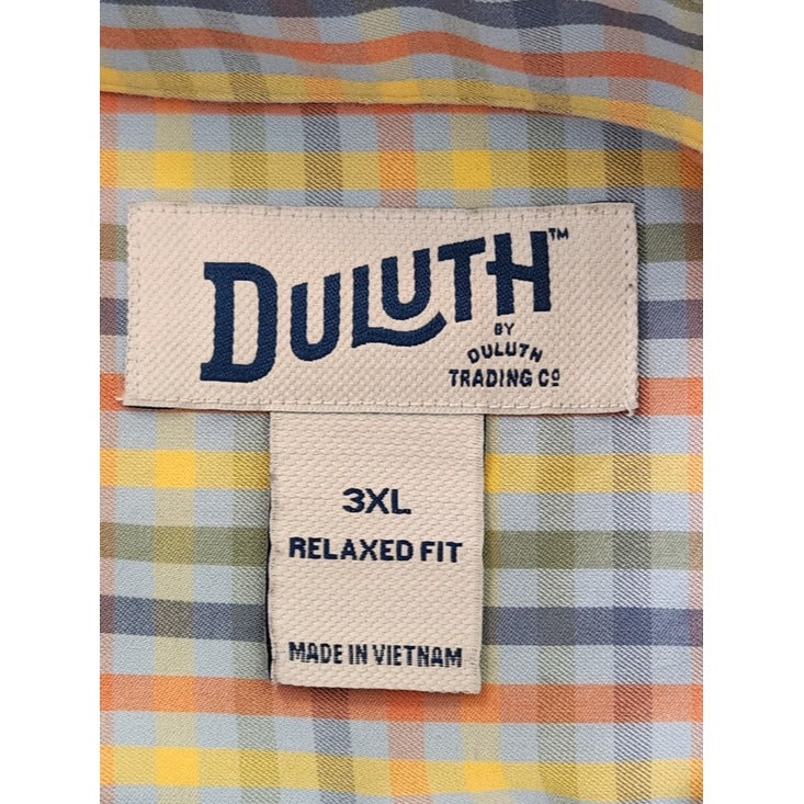 Duluth Light Blue Multi Color Plaid Button Down Shirt Size 3XL