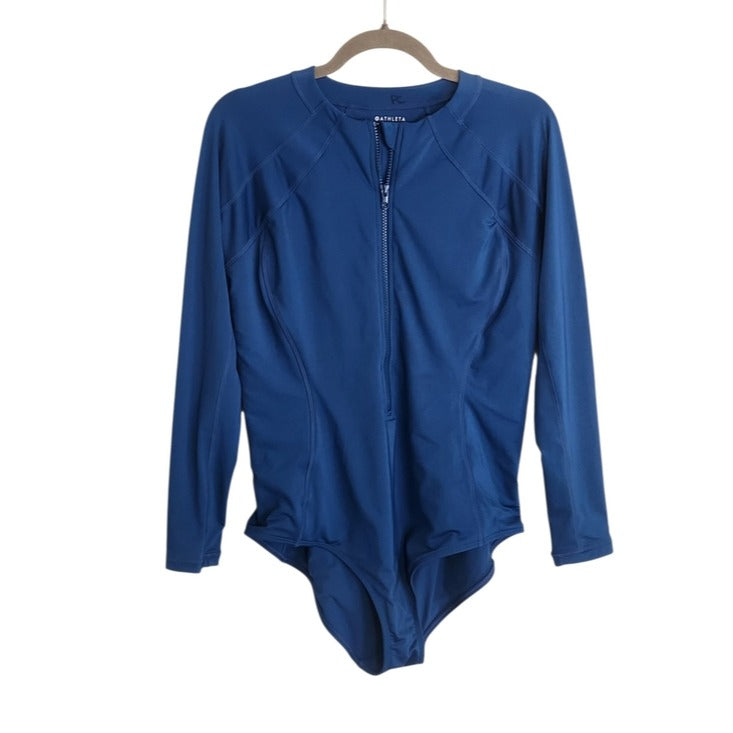 Athleta Blue Long Sleeve One Piece Swimwear Rash Guard Size Large