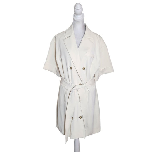 Dee Elly Cream Blazer Mini Dress with Waist Sash Size Large