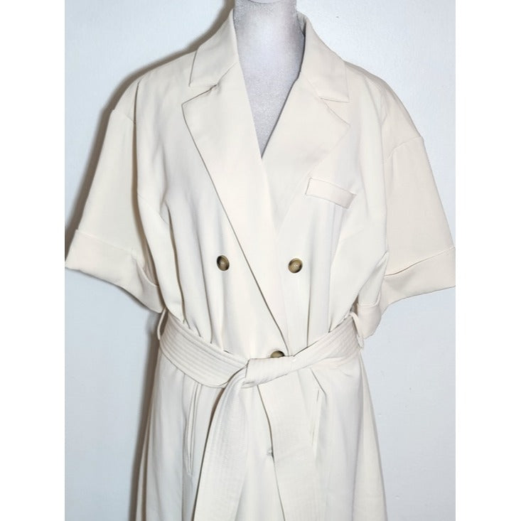 Dee Elly Cream Blazer Mini Dress with Waist Sash Size Large