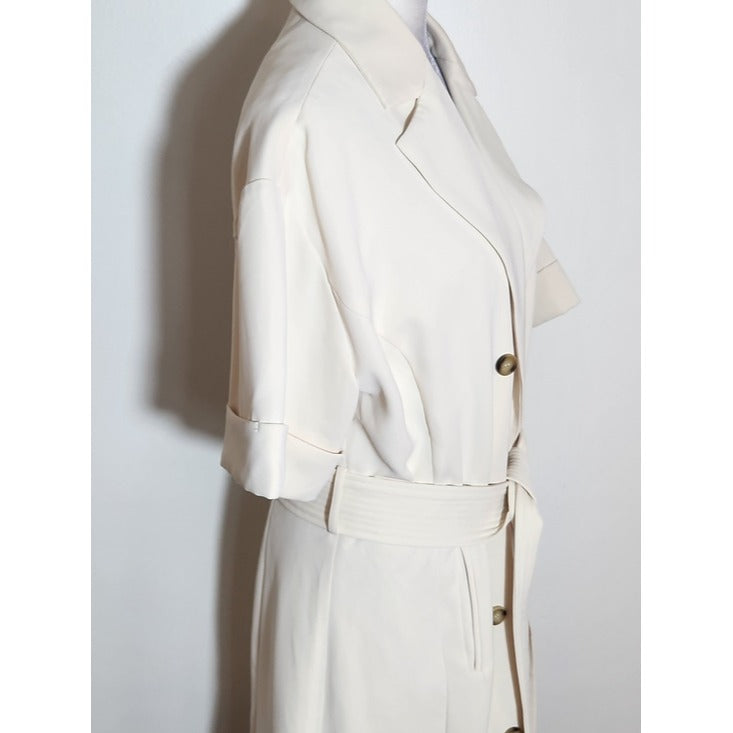 Dee Elly Cream Blazer Mini Dress with Waist Sash Size Large