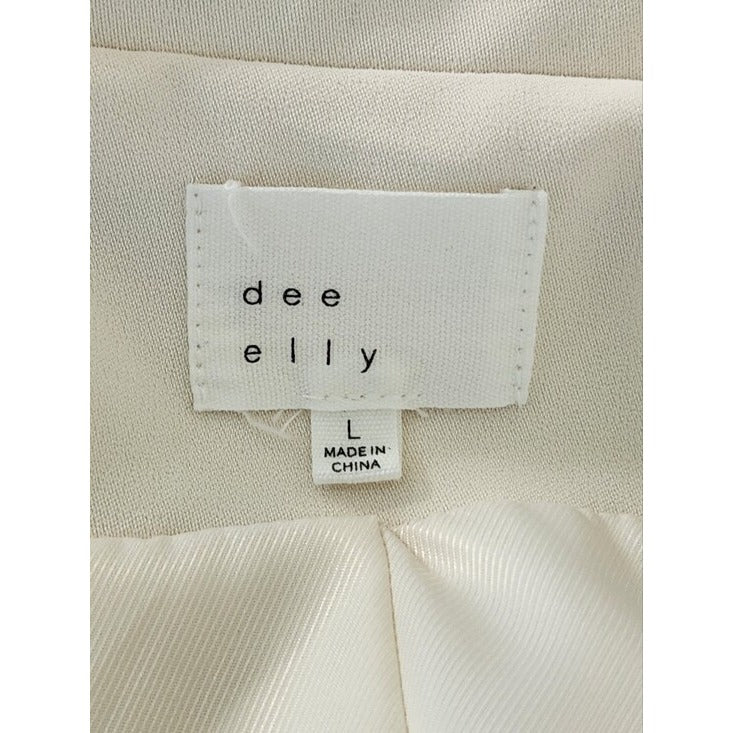Dee Elly Cream Blazer Mini Dress with Waist Sash Size Large
