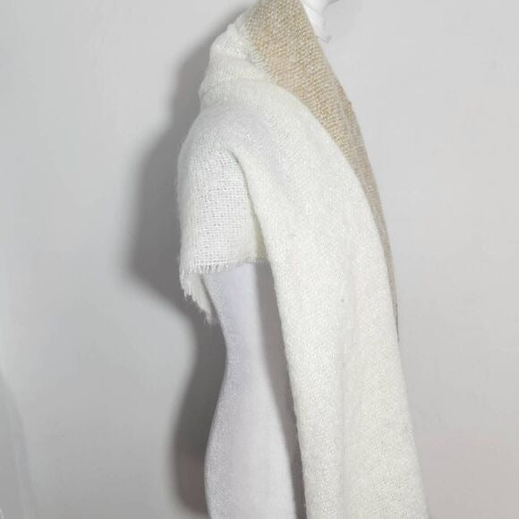 Plaid Colorblock Woven Knit Wrap Scarf with Fringe One Size