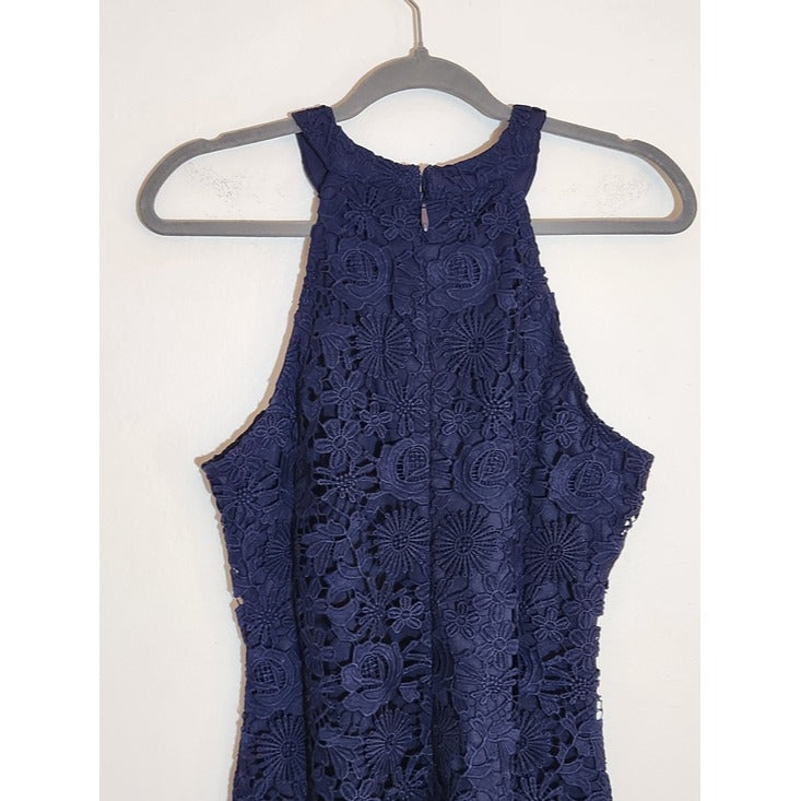 Lulus Navy Floral Lace Mini Cocktail Dress Size Medium NWT Wedding Guest Dress